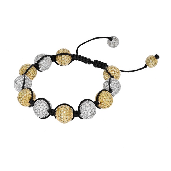 White and Yellow Diamond Bracelet – Roxbury Jewelry Shamballa 18K White Gold White And Yellow Diamond Bracelet